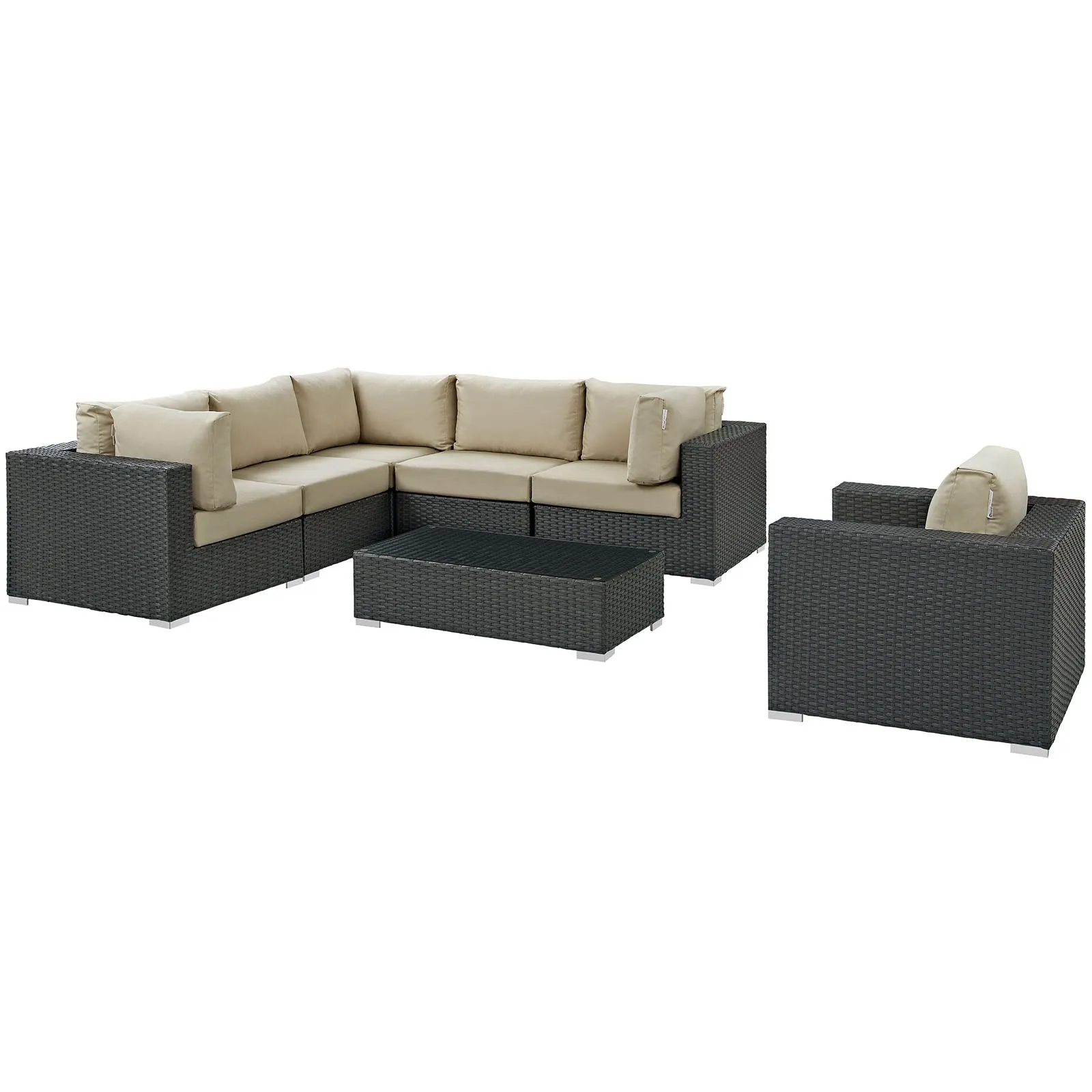 Sojourn 7 Piece Outdoor Patio Sunbrella® Sectional Set by Modway