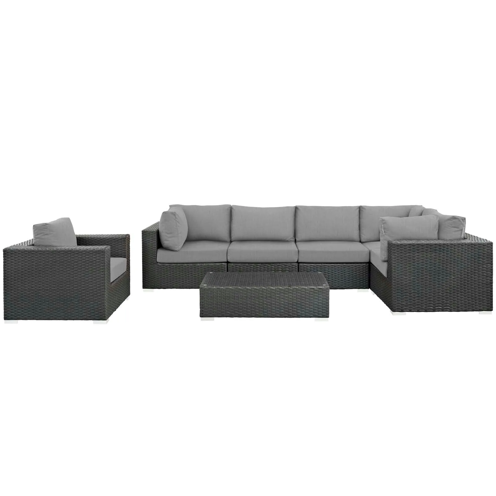 Sojourn 7 Piece Outdoor Patio Sunbrella® Sectional Set by Modway