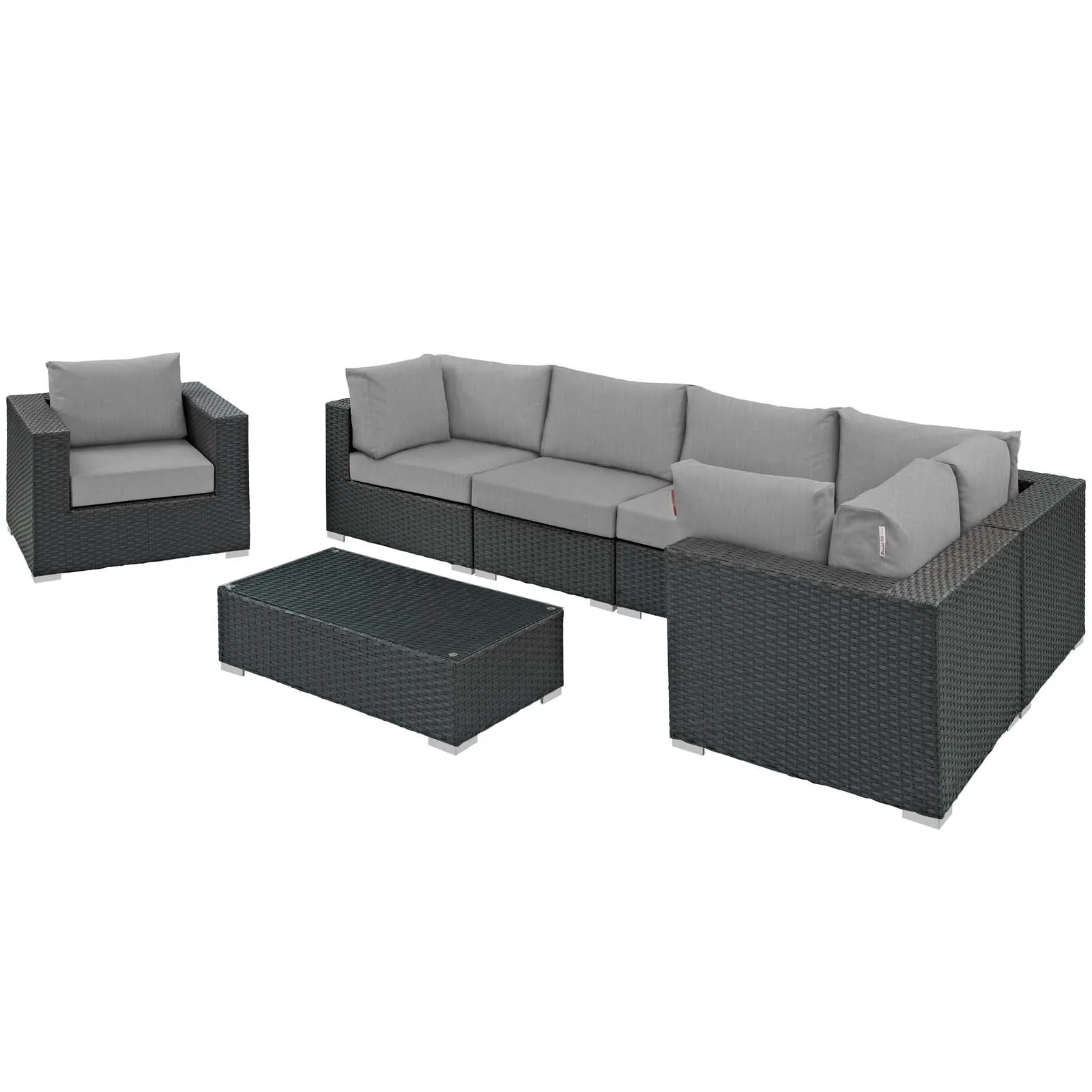 Sojourn 7 Piece Outdoor Patio Sunbrella® Sectional Set by Modway