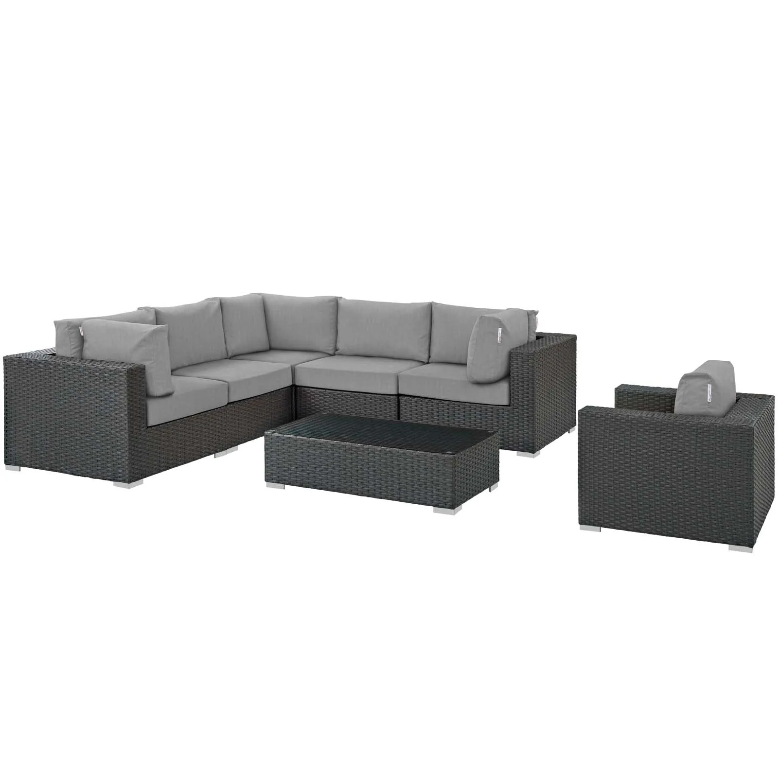 Sojourn 7 Piece Outdoor Patio Sunbrella® Sectional Set by Modway