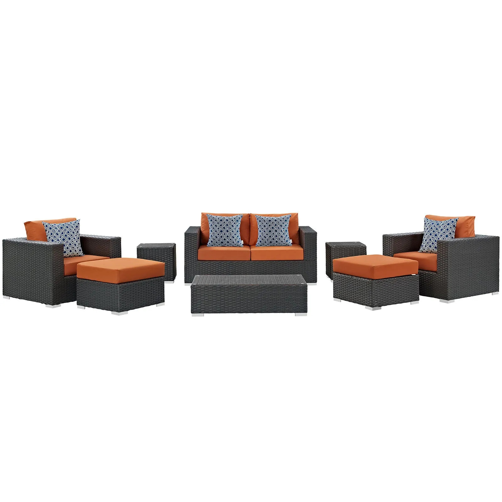 Sojourn 8 Piece Outdoor Patio Sunbrella® Sectional Set by Modway