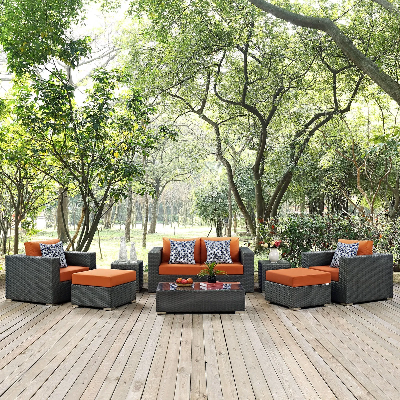 Sojourn 8 Piece Outdoor Patio Sunbrella® Sectional Set by Modway