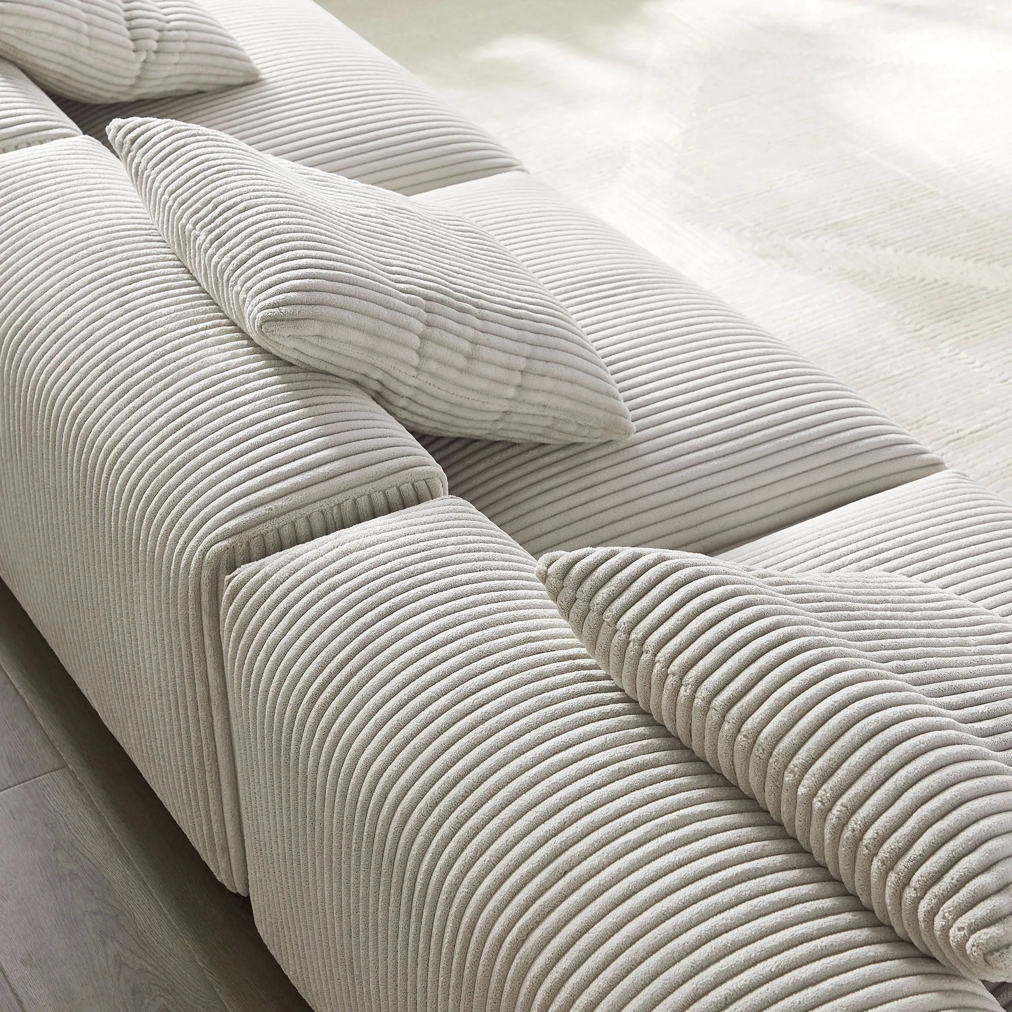 Solace 3-Piece Modular Corduroy Upholstered Sofa