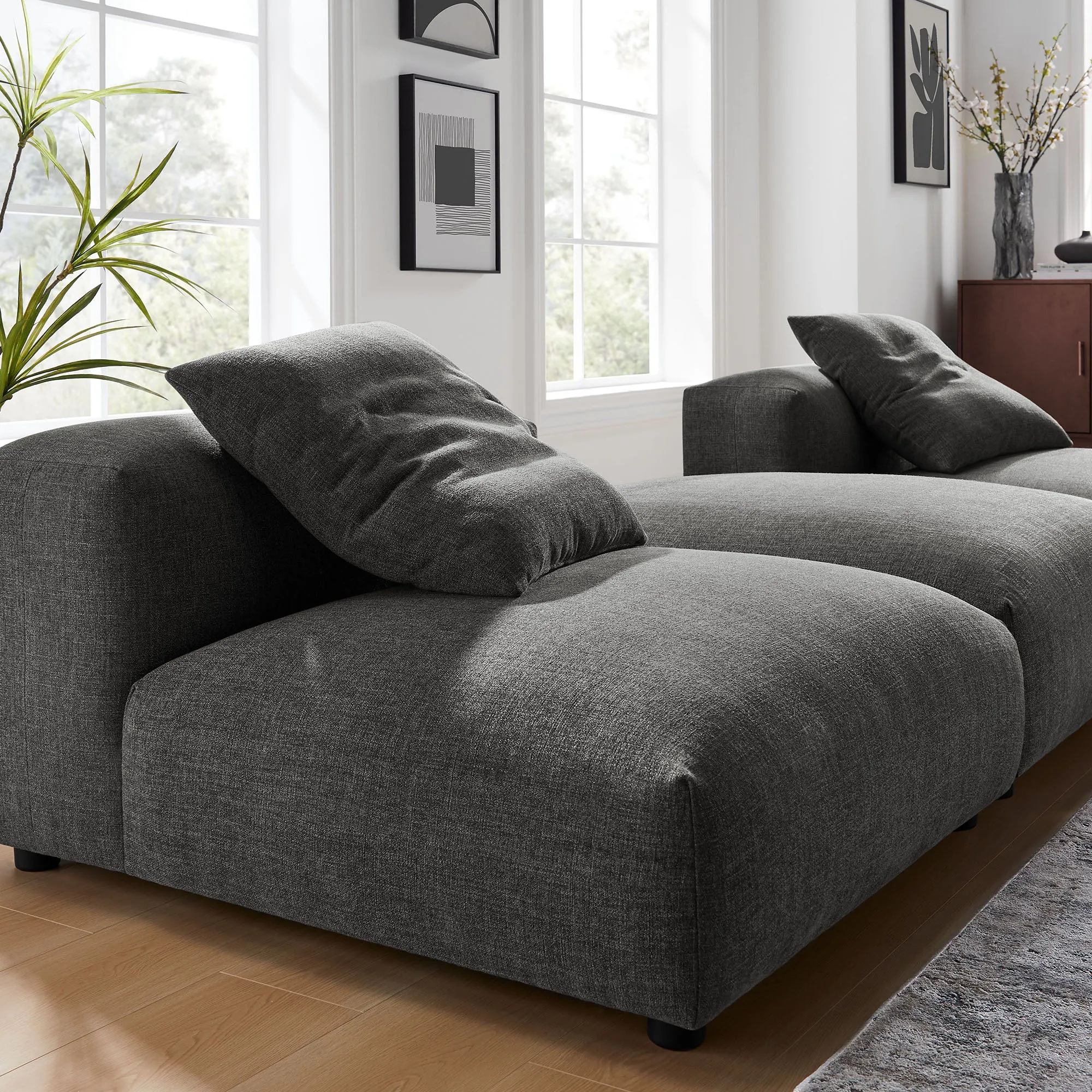 Solace 3-Piece Modular Upholstered Fabric Sectional Sofa