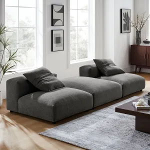 Solace 3-Piece Modular Upholstered Fabric Sectional Sofa