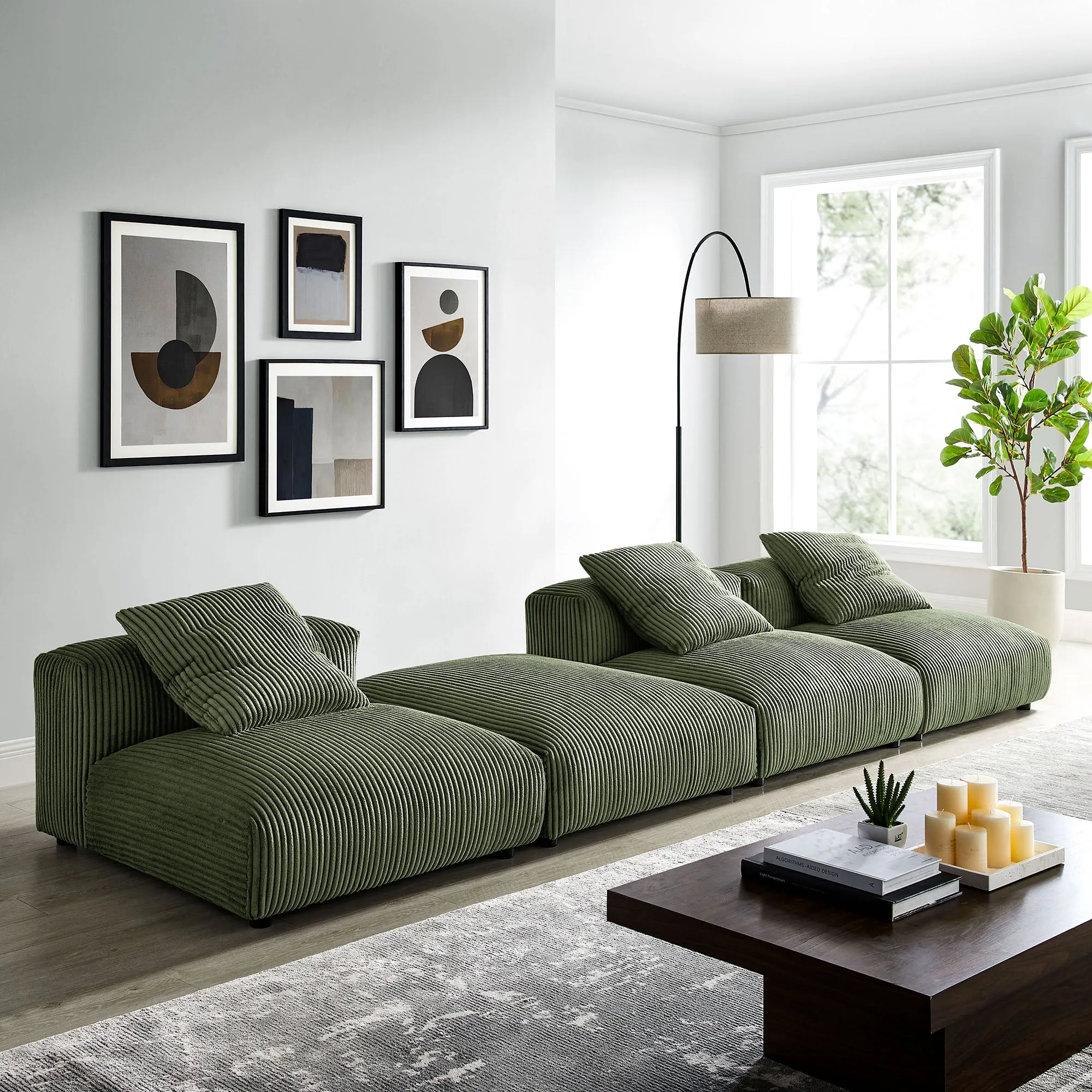 Solace 4-Piece Modular Corduroy Upholstered Sectional Sofa by Modway