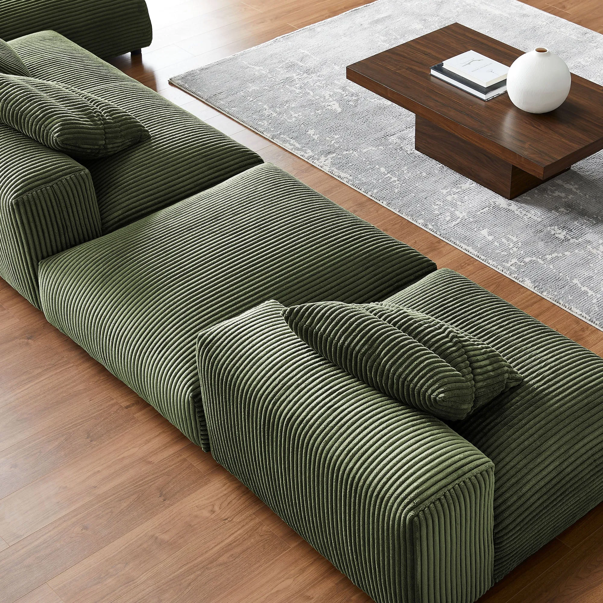 Solace 4-Piece Modular Corduroy Upholstered Sectional Sofa With Ottoman by Modway
