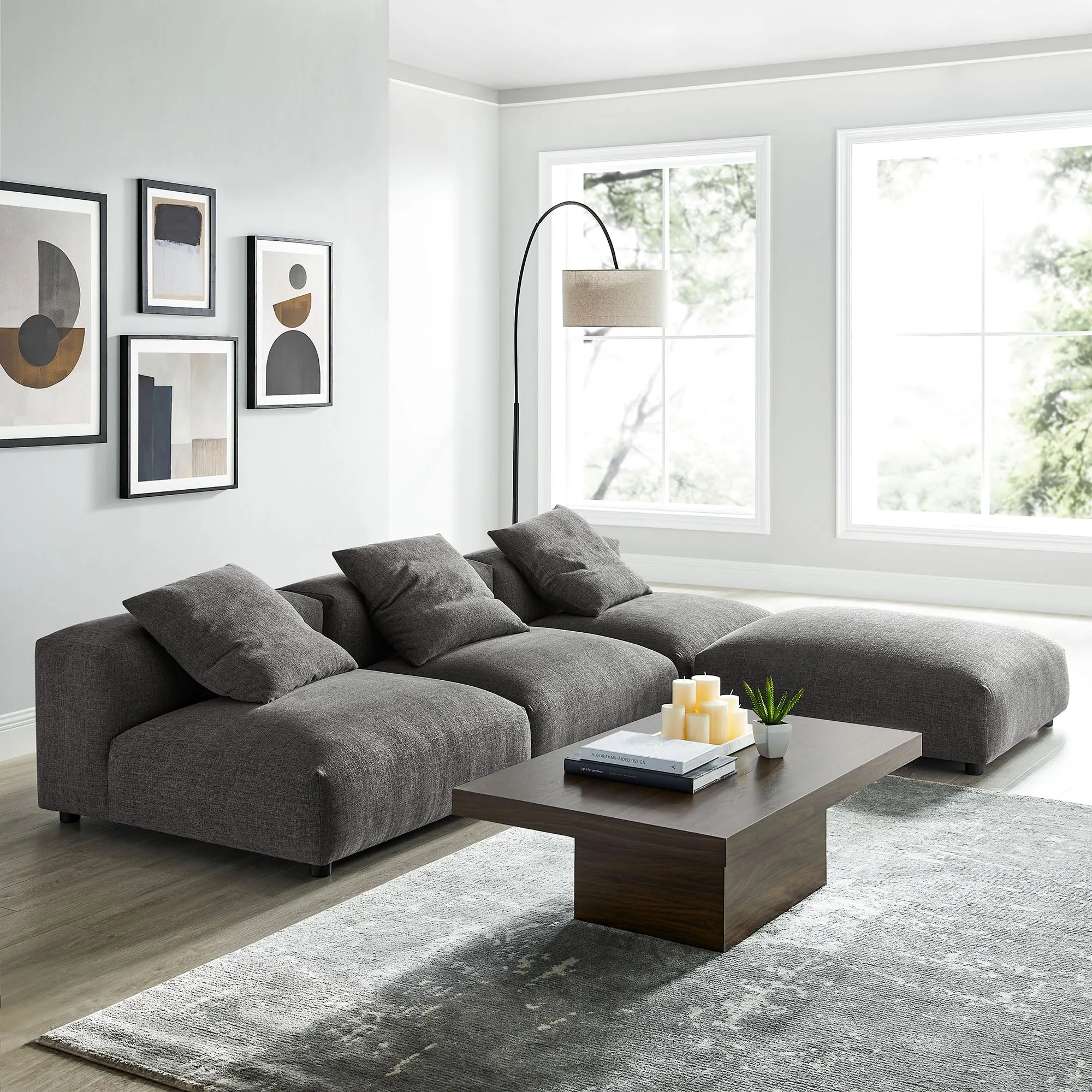 Solace 4-Piece Modular Upholstered Fabric Sectional Sofa by Modway