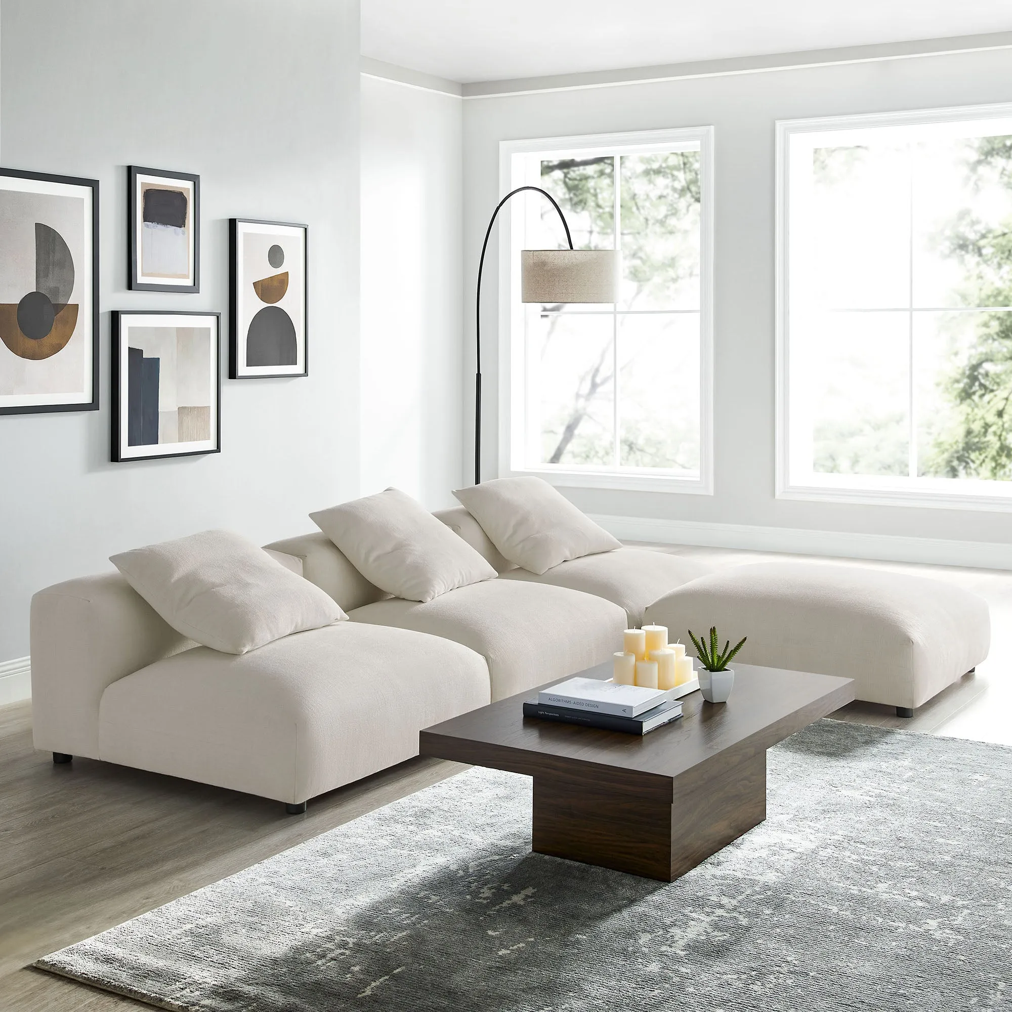 Solace 4-Piece Modular Upholstered Fabric Sectional Sofa by Modway