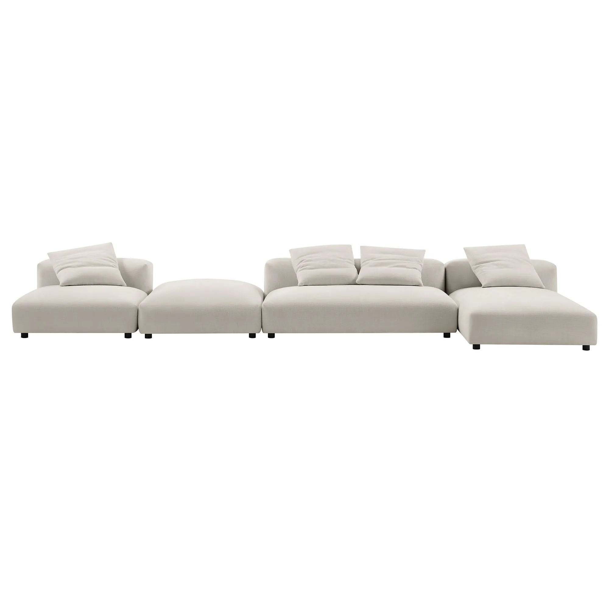 Solace 4-Piece Modular Upholstered Fabric Sectional Sofa With Ottoman by Modway
