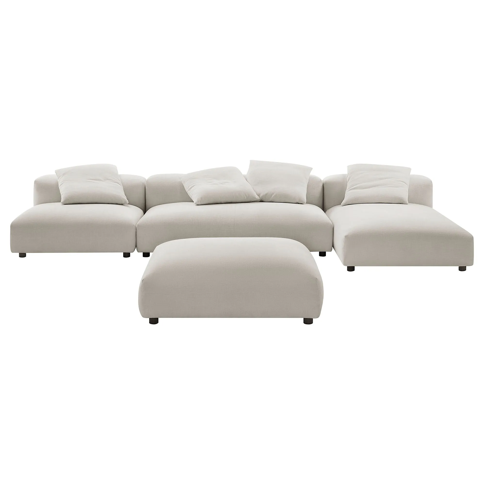 Solace 4-Piece Modular Upholstered Fabric Sectional Sofa With Ottoman by Modway