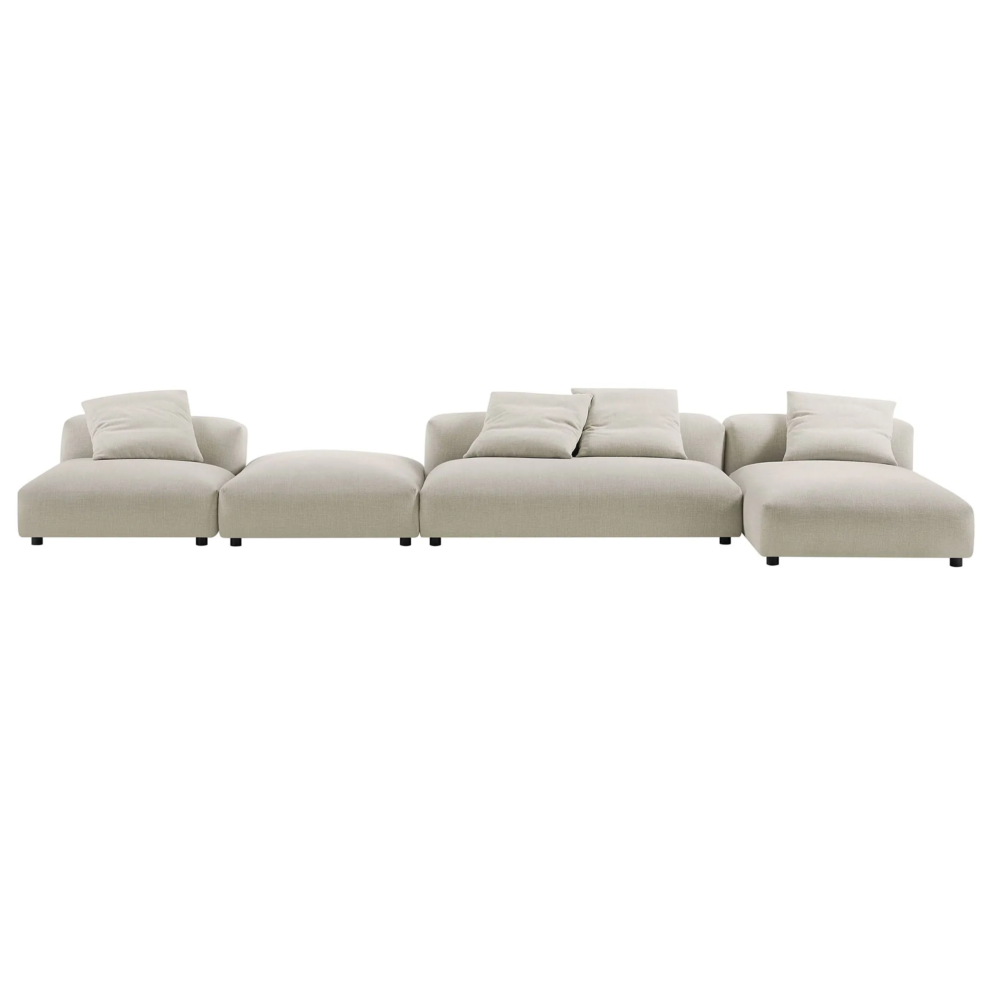 Solace 4-Piece Modular Upholstered Fabric Sectional Sofa With Ottoman by Modway