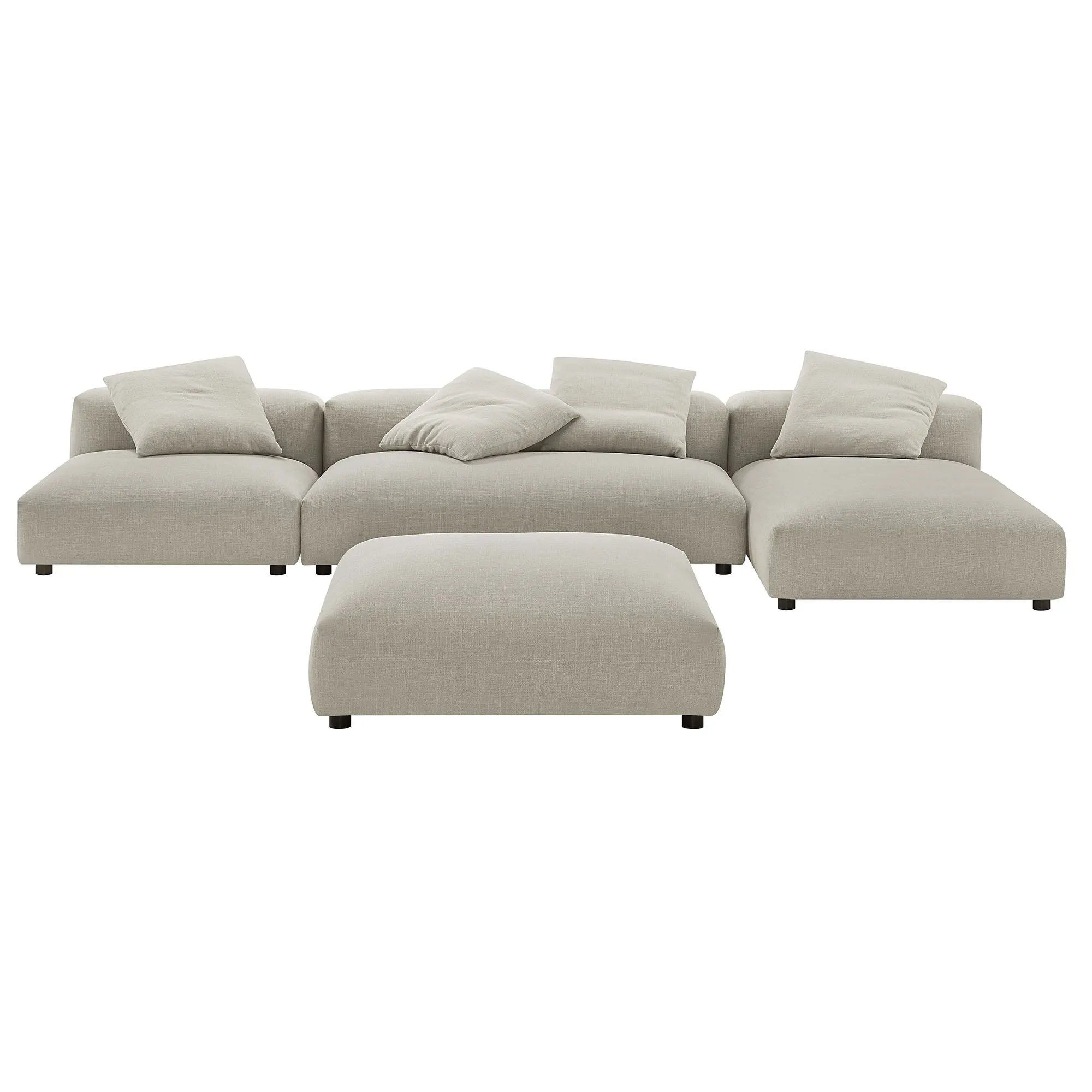 Solace 4-Piece Modular Upholstered Fabric Sectional Sofa With Ottoman by Modway