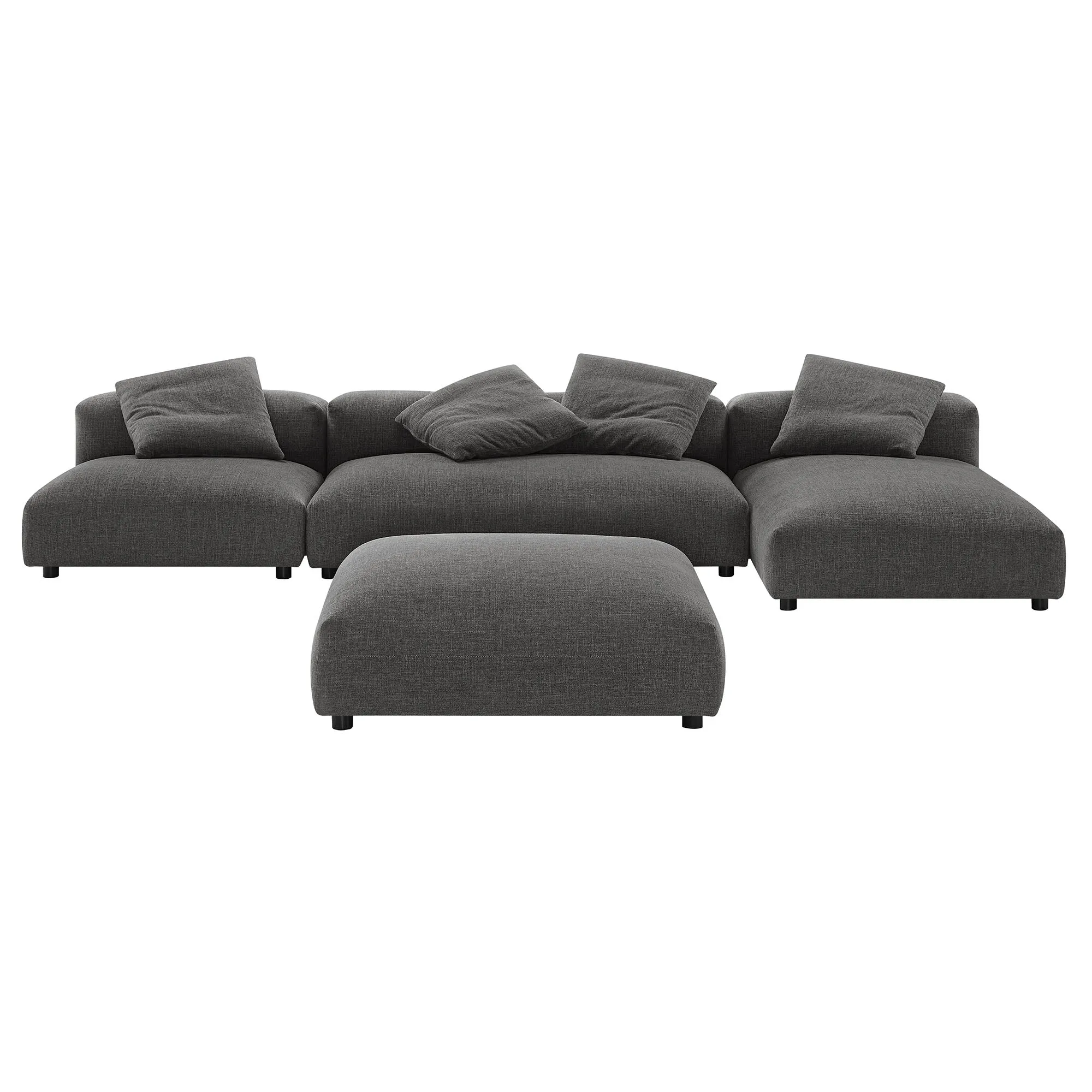 Solace 4-Piece Modular Upholstered Fabric Sectional Sofa With Ottoman by Modway