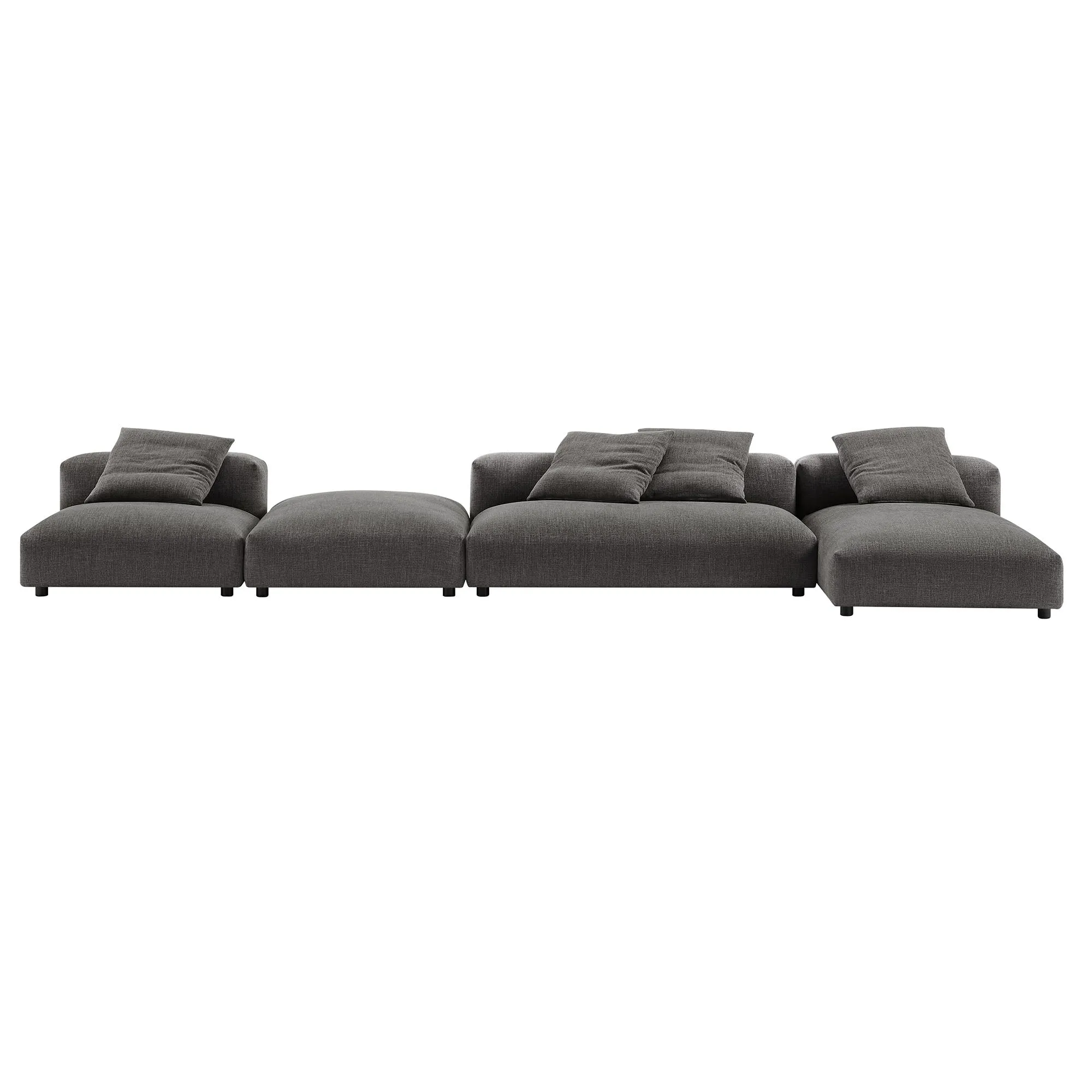 Solace 4-Piece Modular Upholstered Fabric Sectional Sofa With Ottoman by Modway