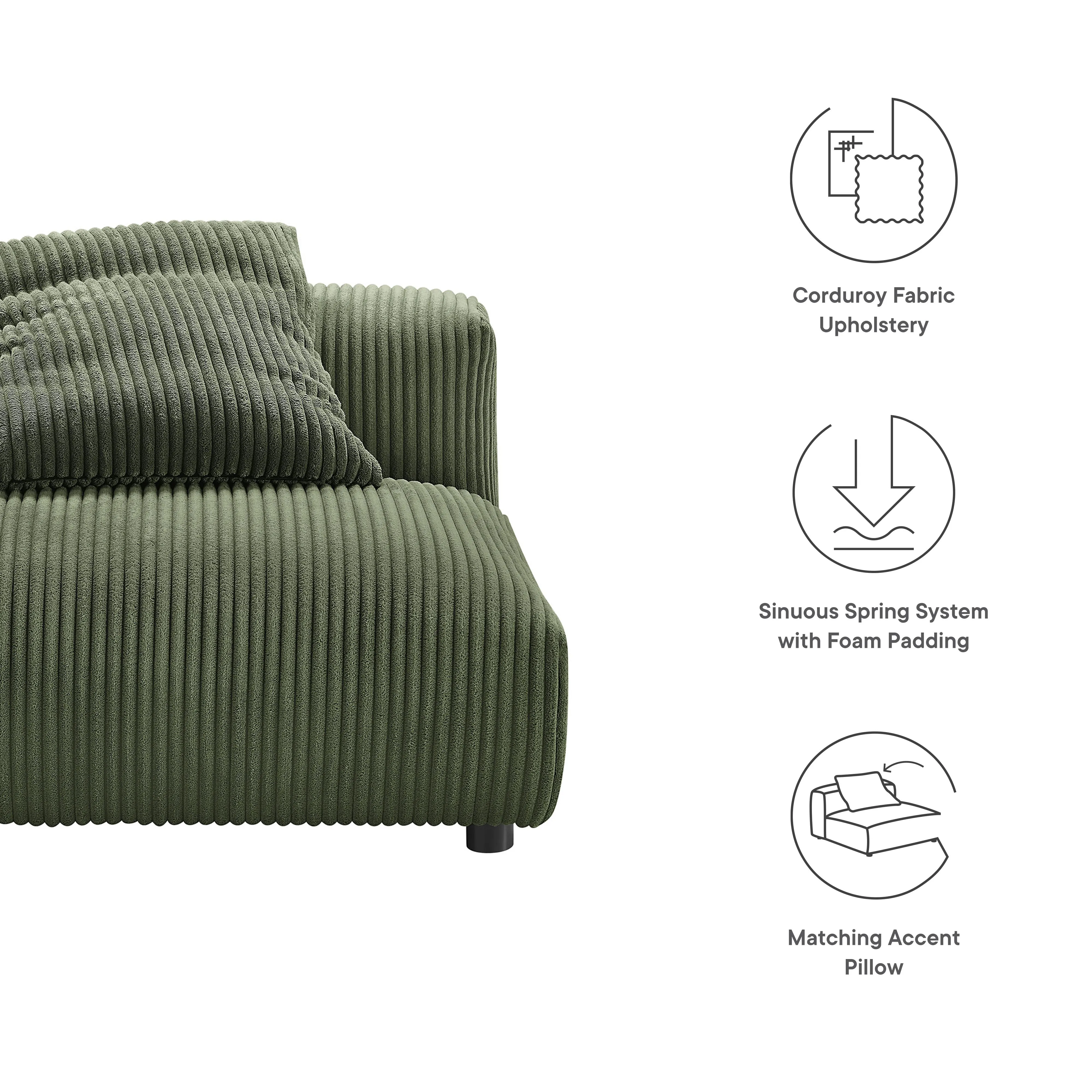 Solace  Modular Corduroy Upholstered Armless Chair