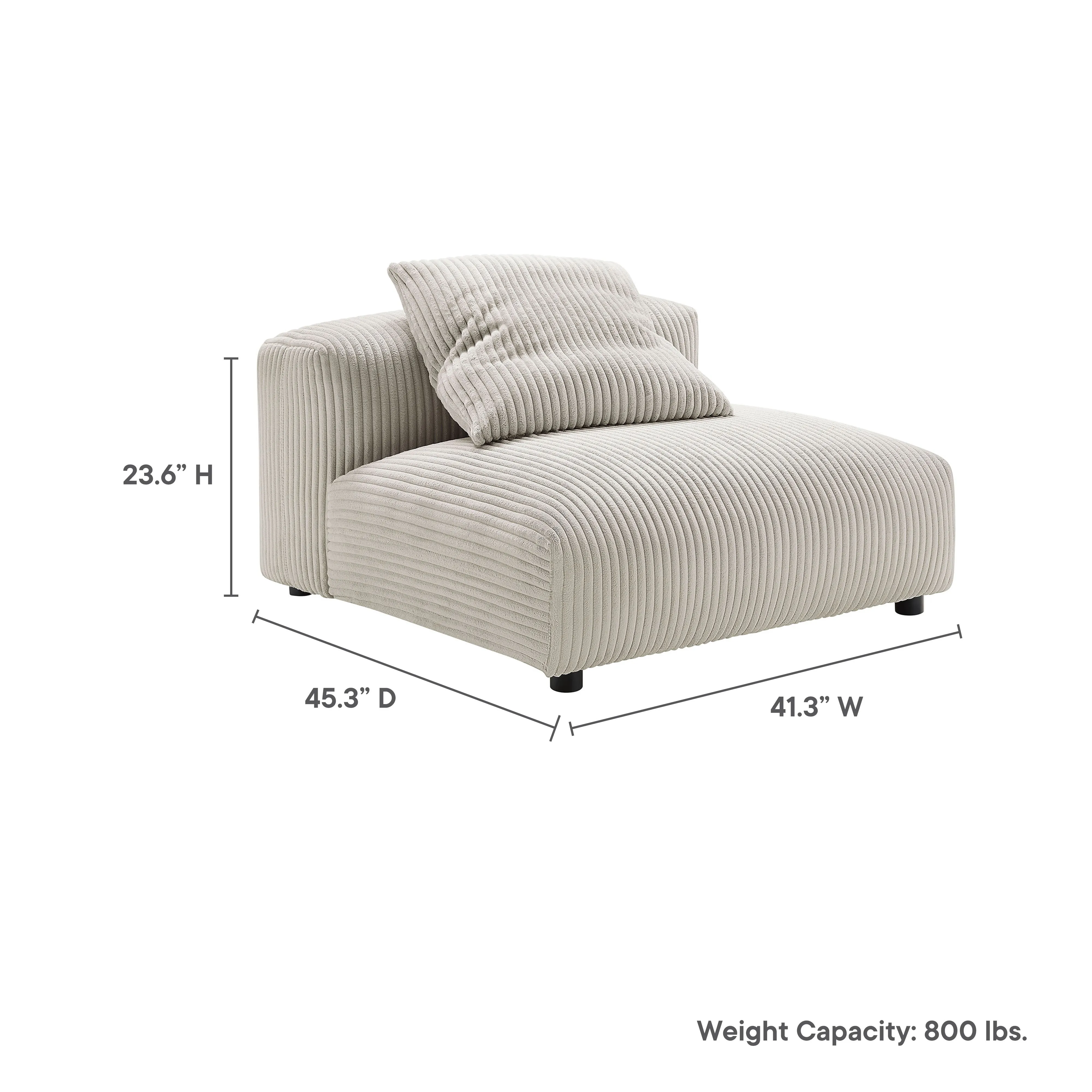 Solace  Modular Corduroy Upholstered Armless Chair