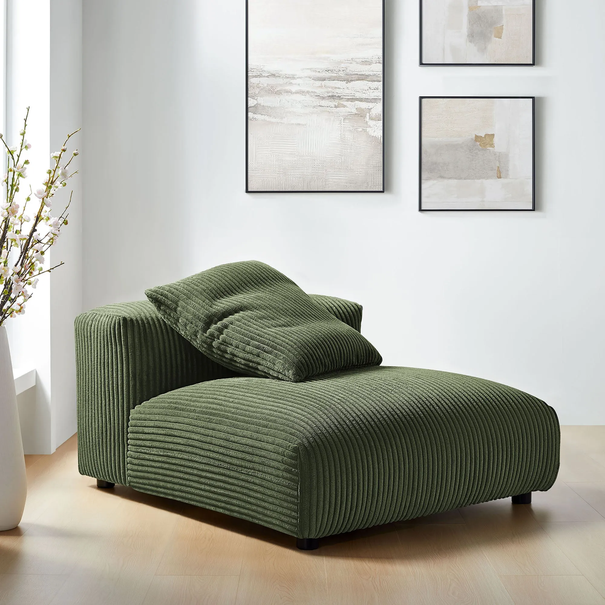 Solace  Modular Corduroy Upholstered Armless Chair