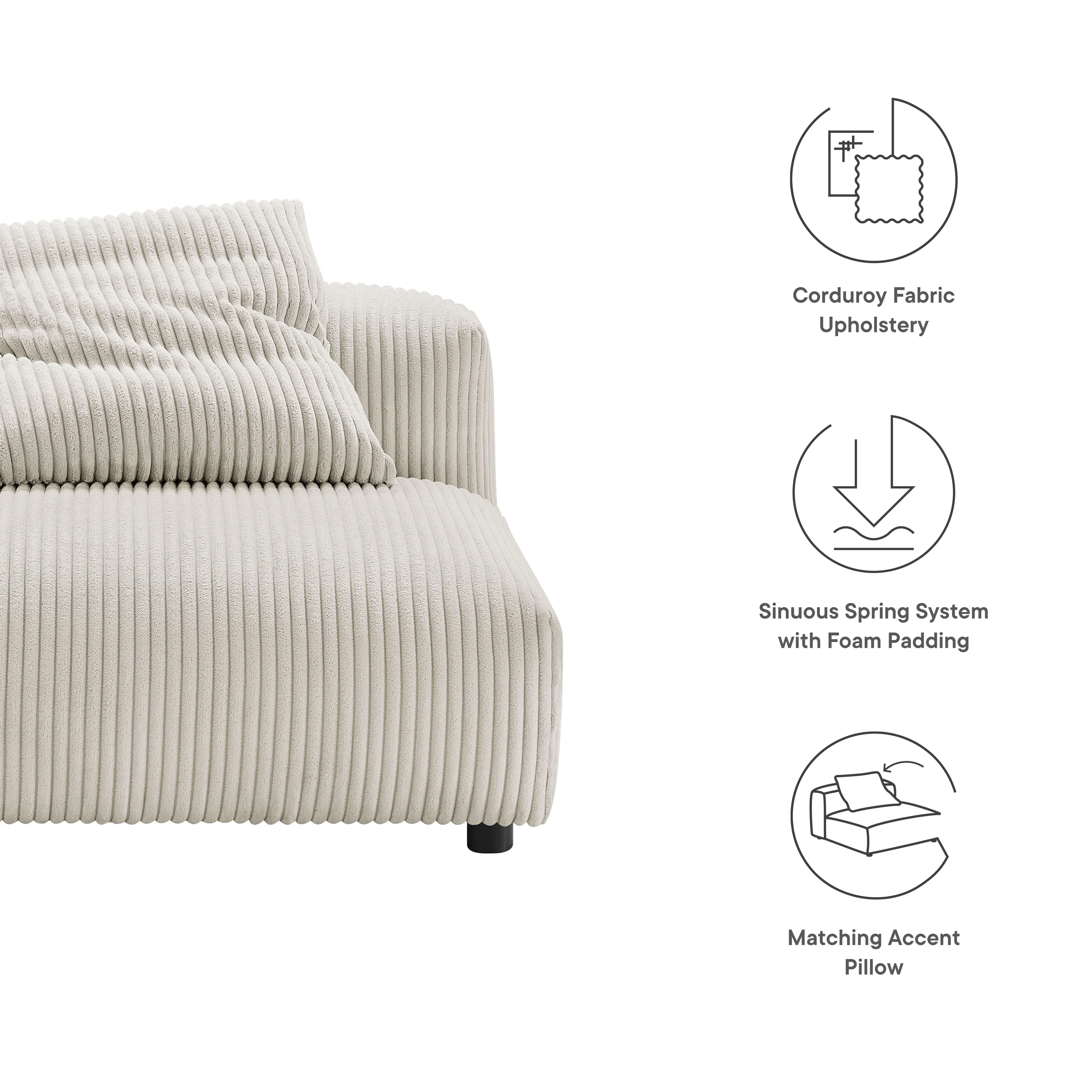 Solace  Modular Corduroy Upholstered Armless Chair