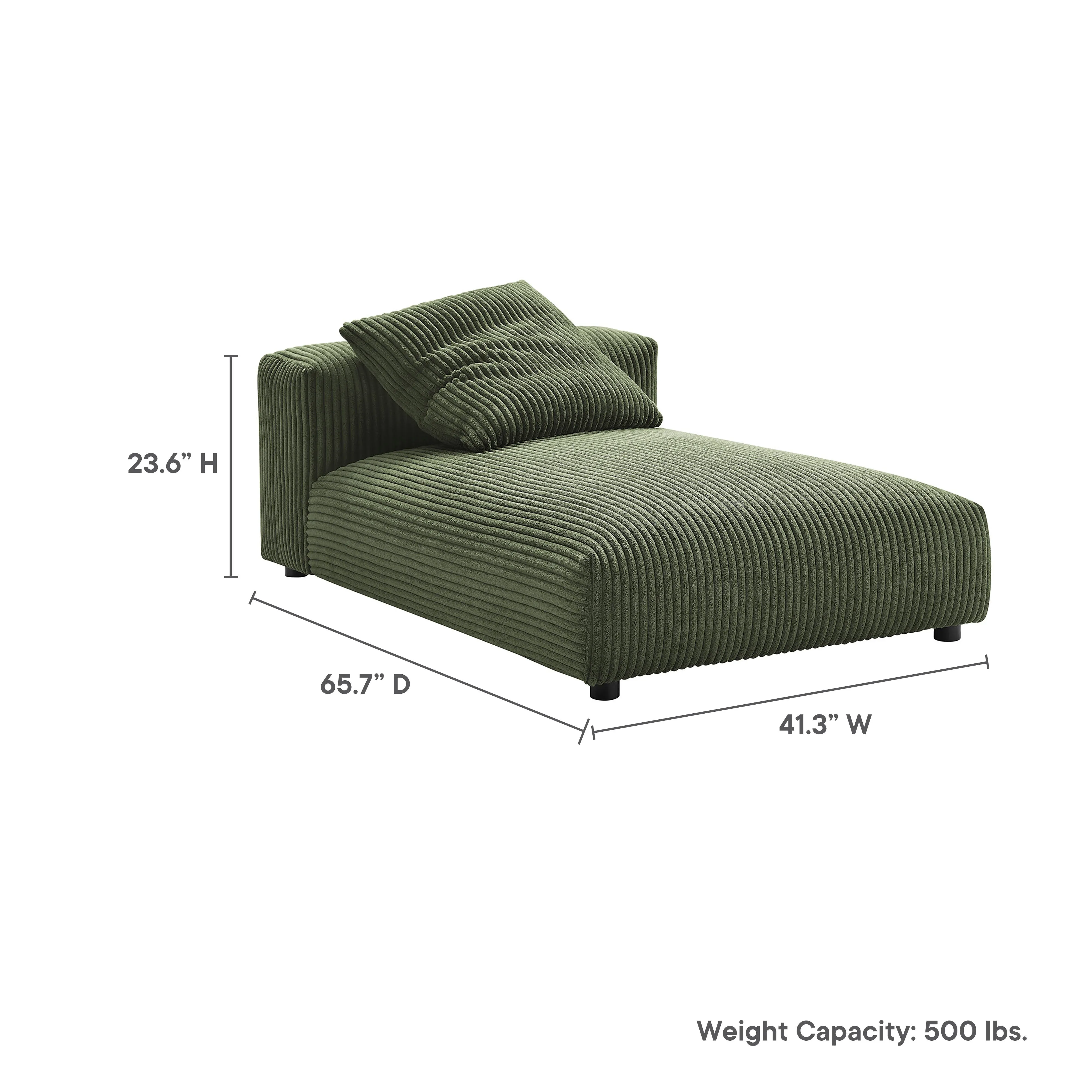 Solace  Modular Corduroy Upholstered Armless Chaise Lounge