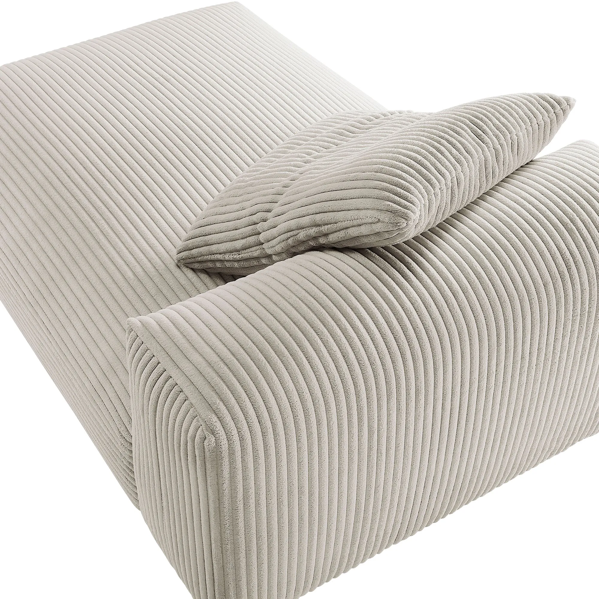 Solace  Modular Corduroy Upholstered Armless Chaise Lounge