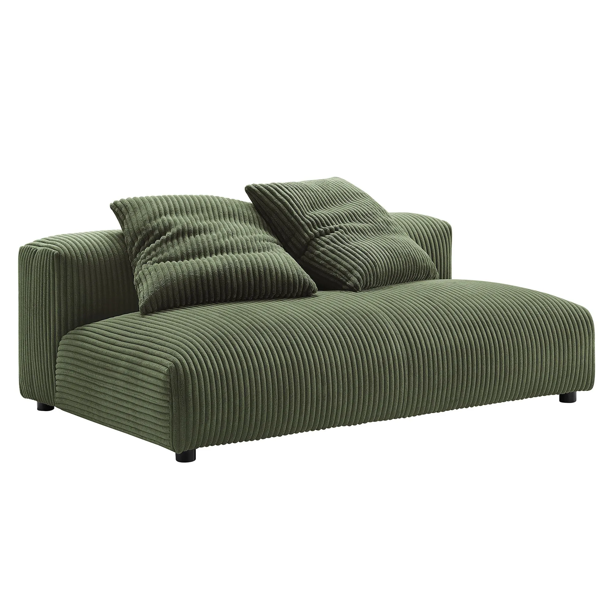 Solace  Modular Corduroy Upholstered Armless Loveseat and Ottoman Set