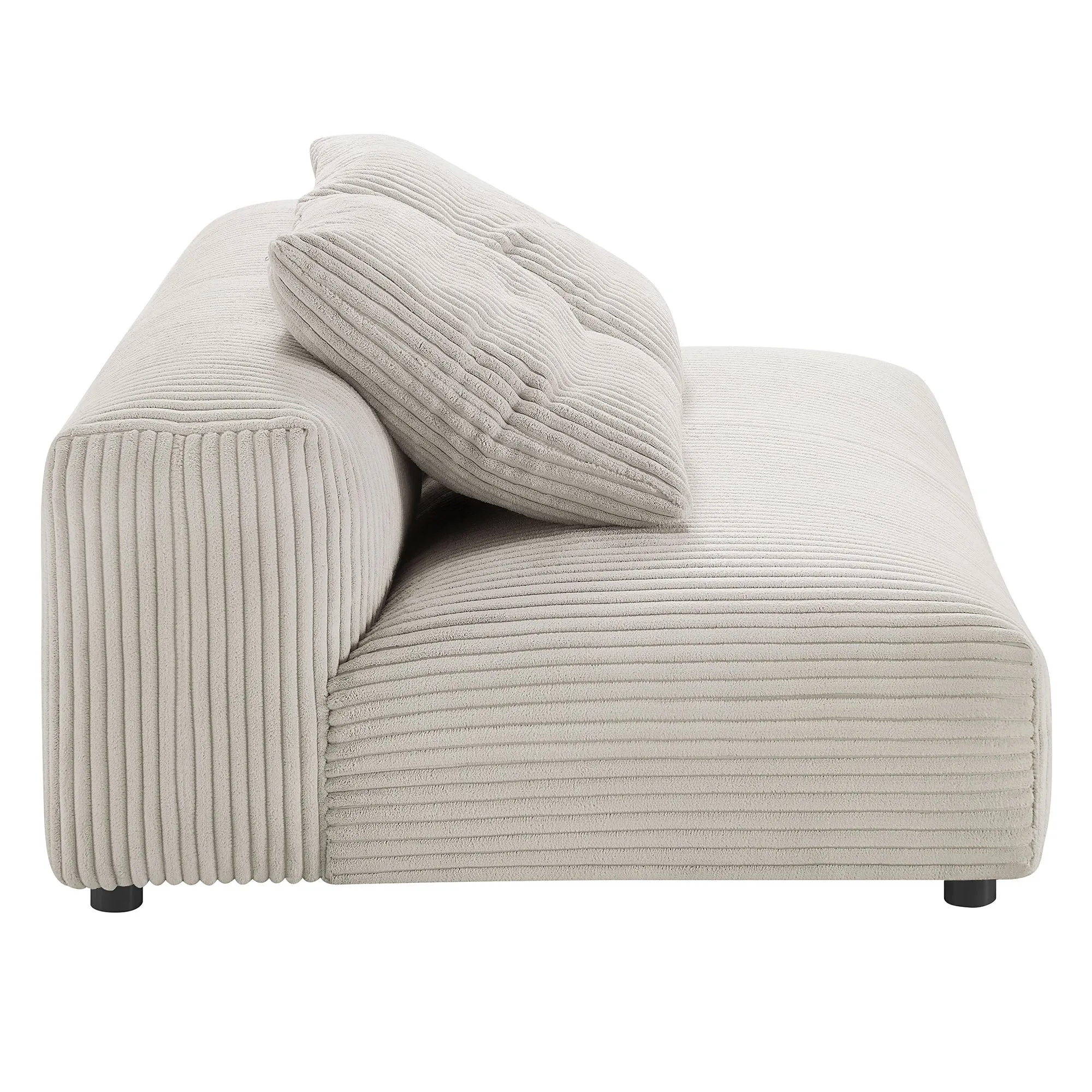 Solace  Modular Corduroy Upholstered Armless Loveseat and Ottoman Set