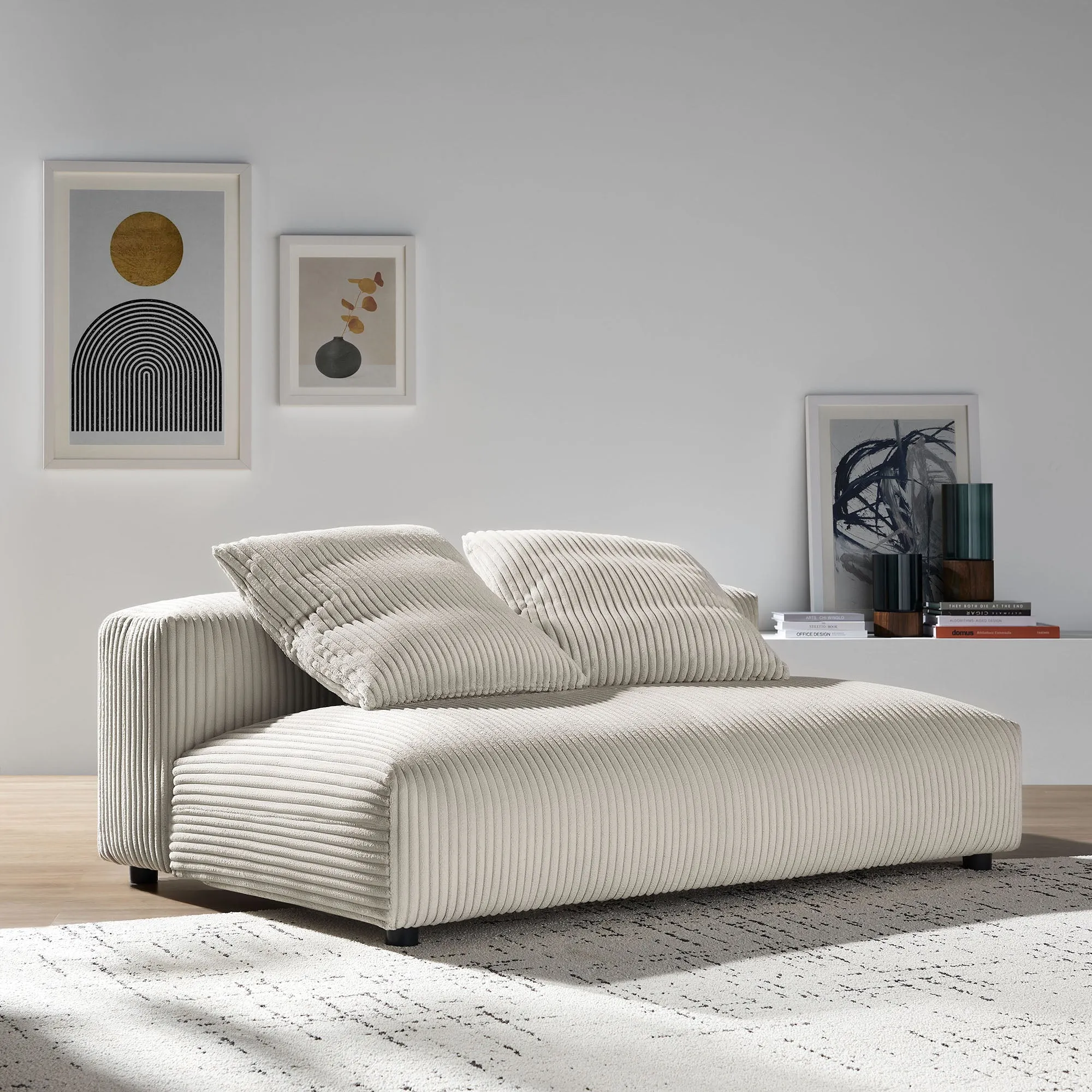 Solace  Modular Corduroy Upholstered Armless Loveseat