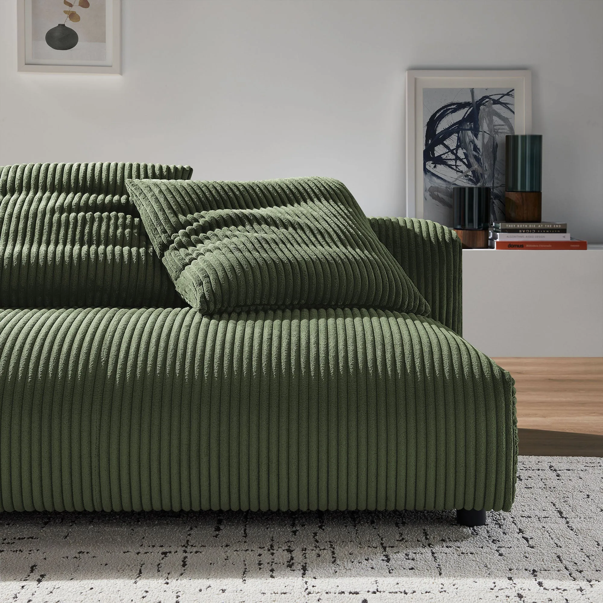 Solace  Modular Corduroy Upholstered Armless Loveseat