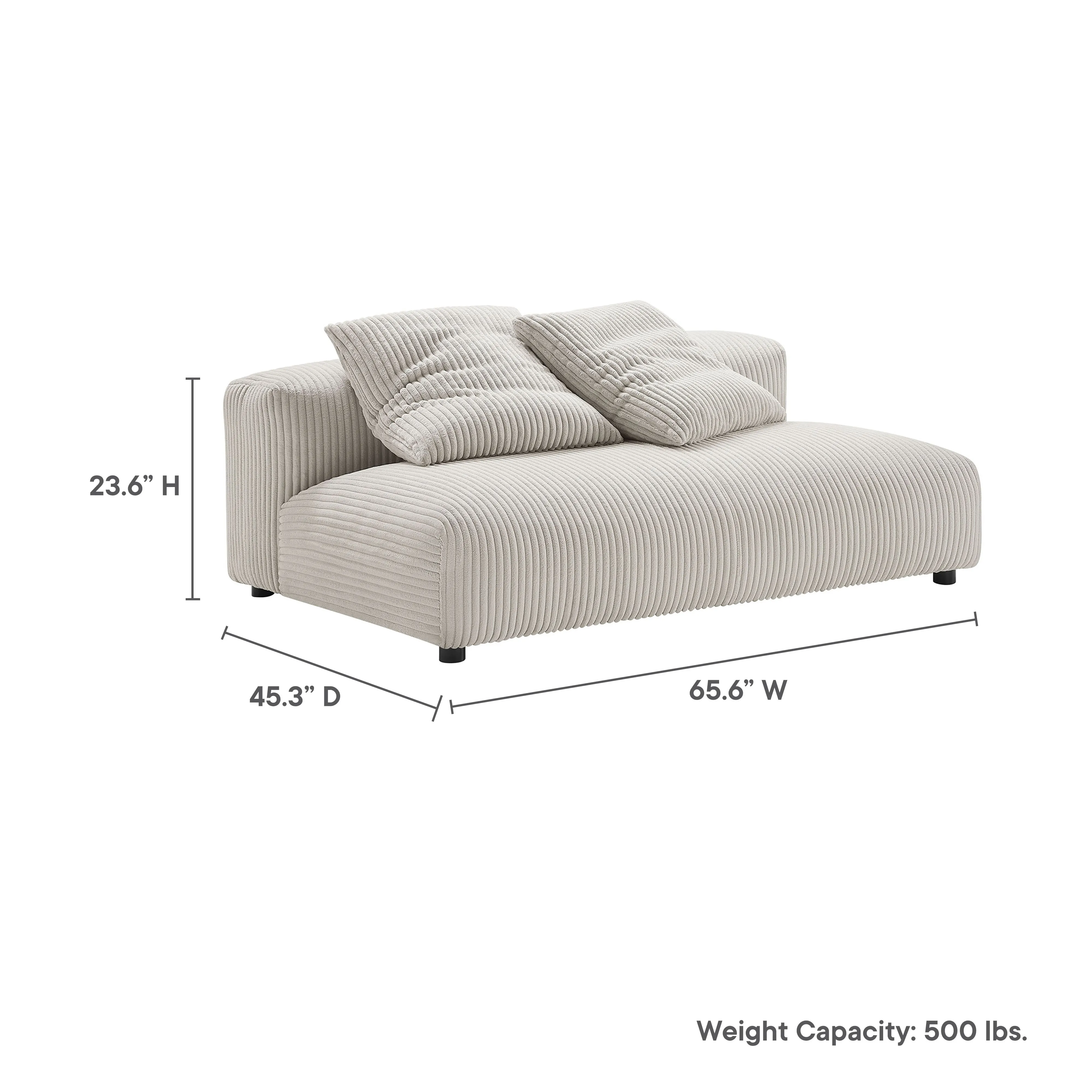 Solace  Modular Corduroy Upholstered Armless Loveseat
