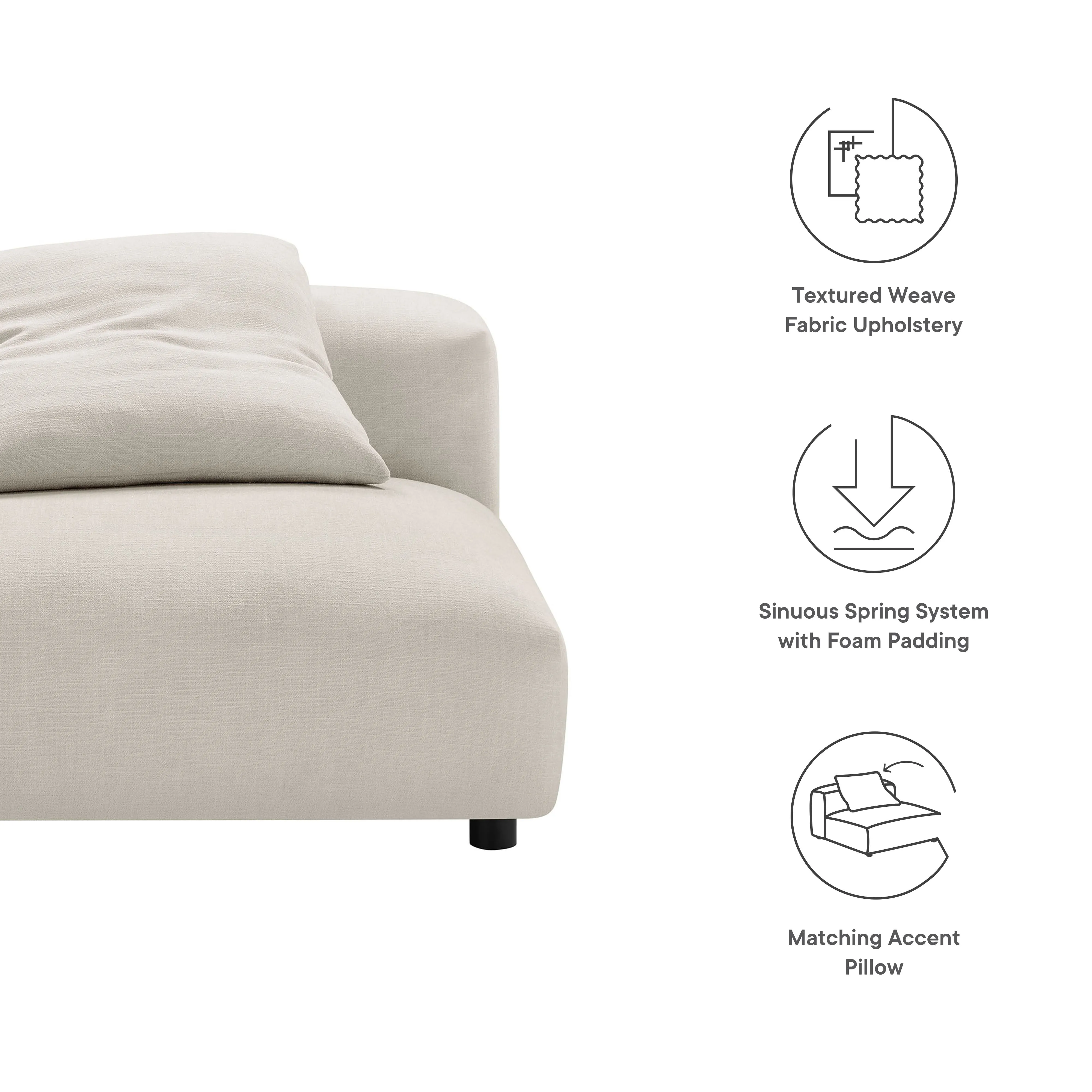 Solace  Modular Upholstered Fabric Armless Chair