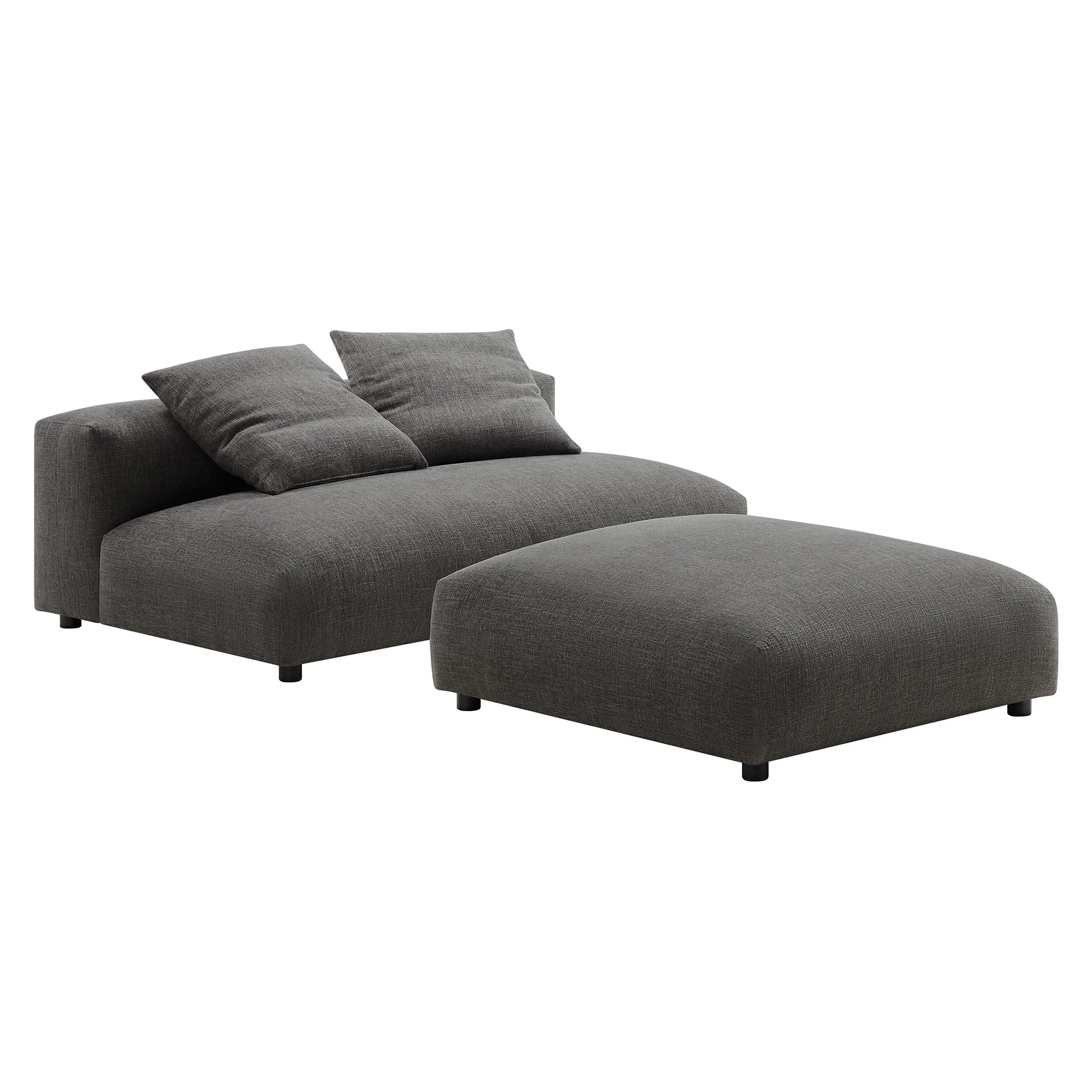 Solace  Modular Upholstered Fabric Armless Loveseat and Ottoman Set