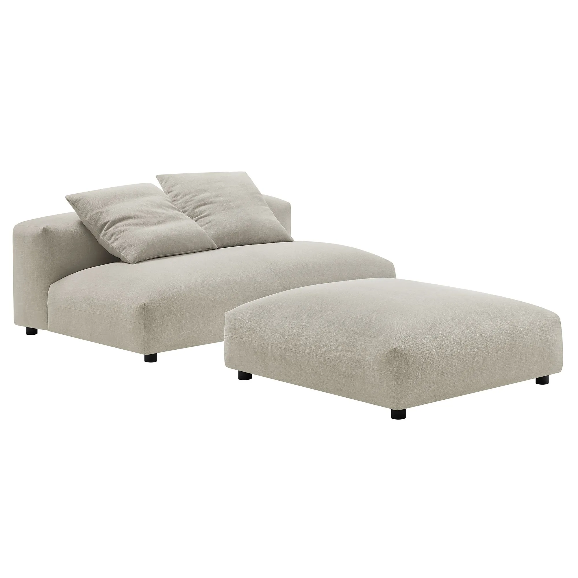 Solace  Modular Upholstered Fabric Armless Loveseat and Ottoman Set