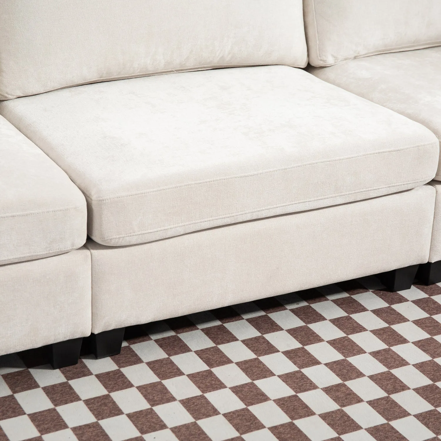 Streamdale 111.42x32.28" 3-Seater Chenille Sofa - Comfy, Cloud-Soft, with Side Pocket