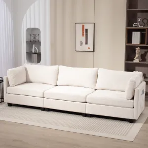 Streamdale 111.42x32.28" 3-Seater Chenille Sofa - Comfy, Cloud-Soft, with Side Pocket