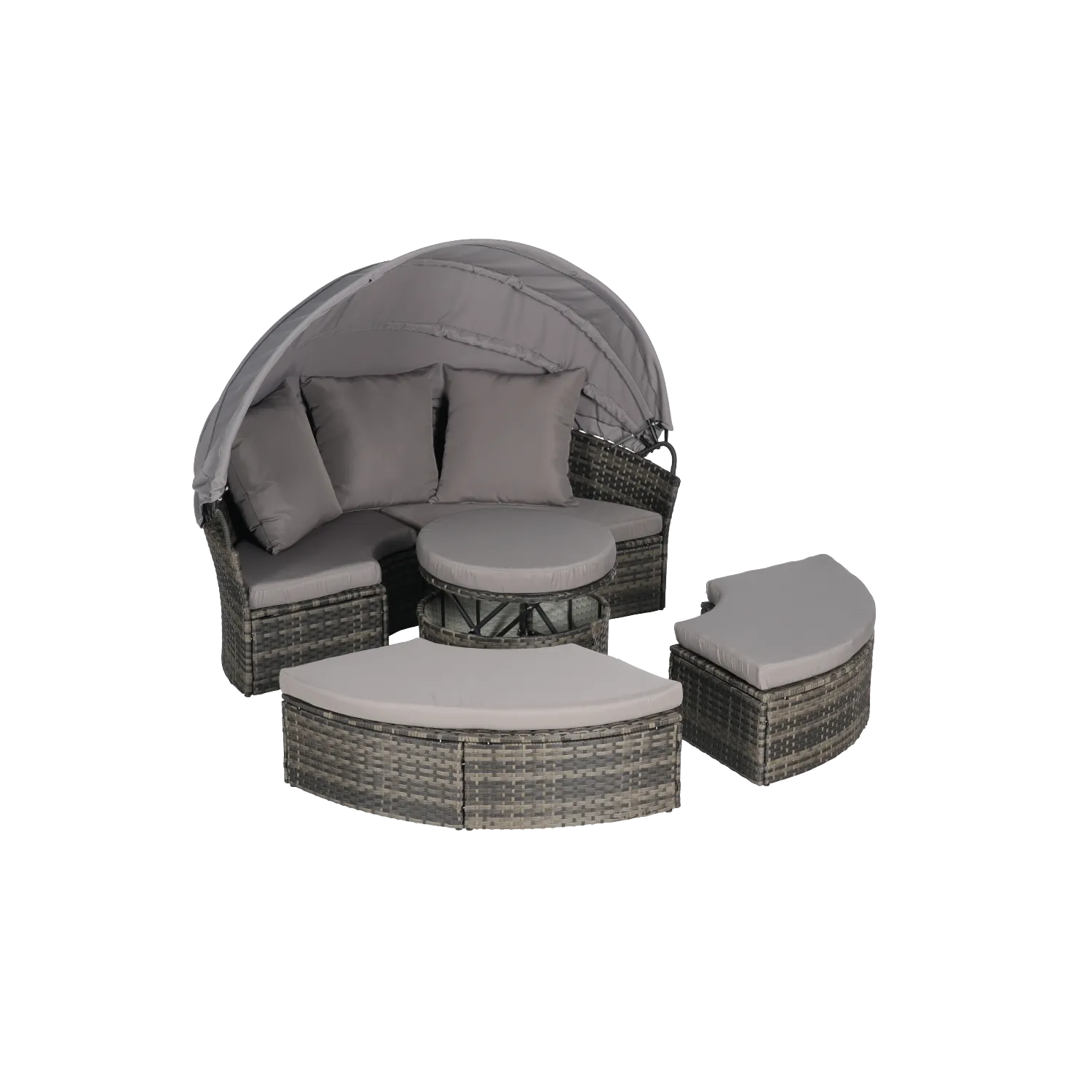 Streamdale 5pc Outdoor Patio Daybed Set Retractable Canopy & Cushions