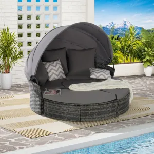 Streamdale 5pc Outdoor Patio Daybed Set Retractable Canopy & Cushions