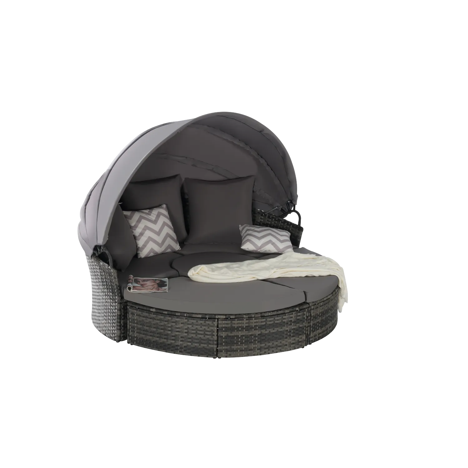 Streamdale 5pc Outdoor Patio Daybed Set Retractable Canopy & Cushions