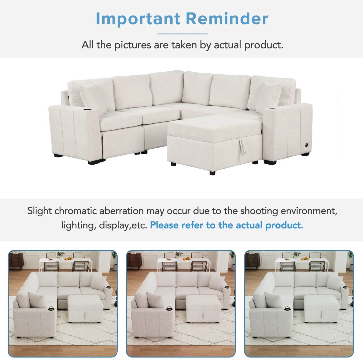 Streamdale 84.7" Convertible Sectional Sofa Bed with Ottoman