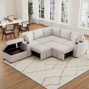 Streamdale 84.7" Convertible Sectional Sofa Bed with Ottoman
