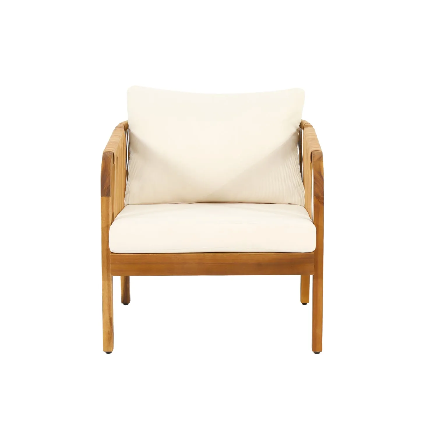 Streamdale Acacia & Wicker Outdoor Club Chairs - Brown/Beige