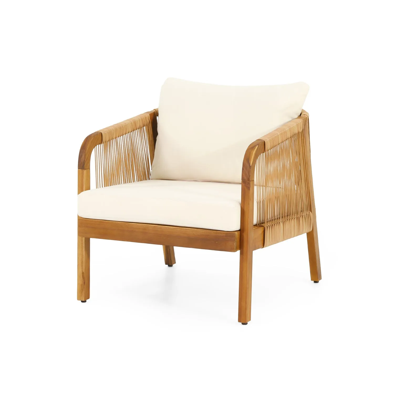 Streamdale Acacia & Wicker Outdoor Club Chairs - Brown/Beige