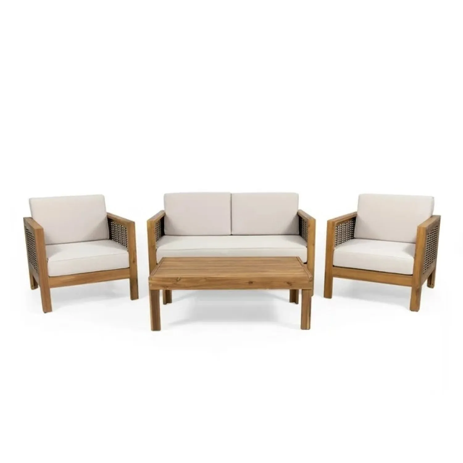 Streamdale Acacia Wood 4-Seater Chat Set, Teak Finish