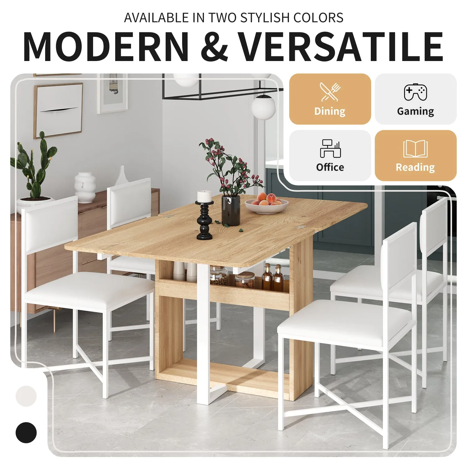 Streamdale Compact Extendable Dining Set with 4 Chairs