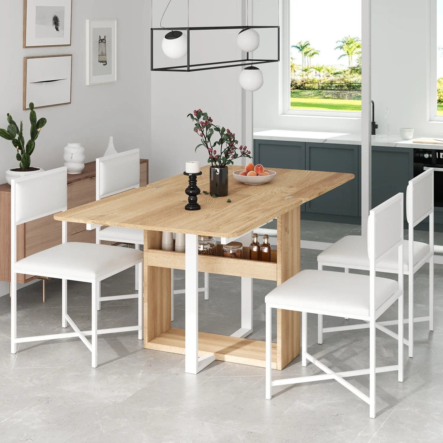 Streamdale Compact Extendable Dining Set with 4 Chairs