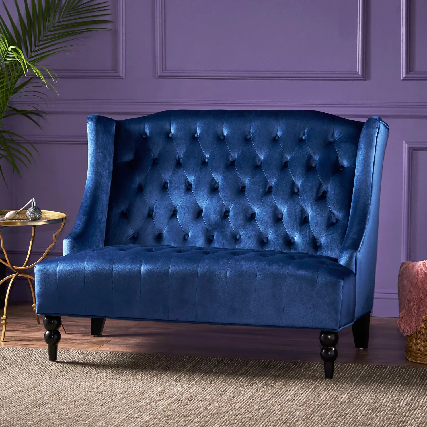 Streamdale Glam Velvet Loveseat: Modern Wingback Design