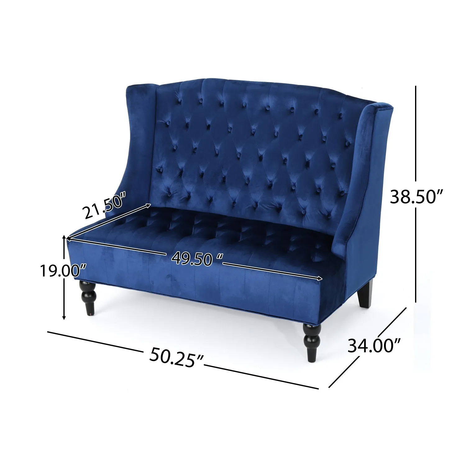 Streamdale Glam Velvet Loveseat: Modern Wingback Design