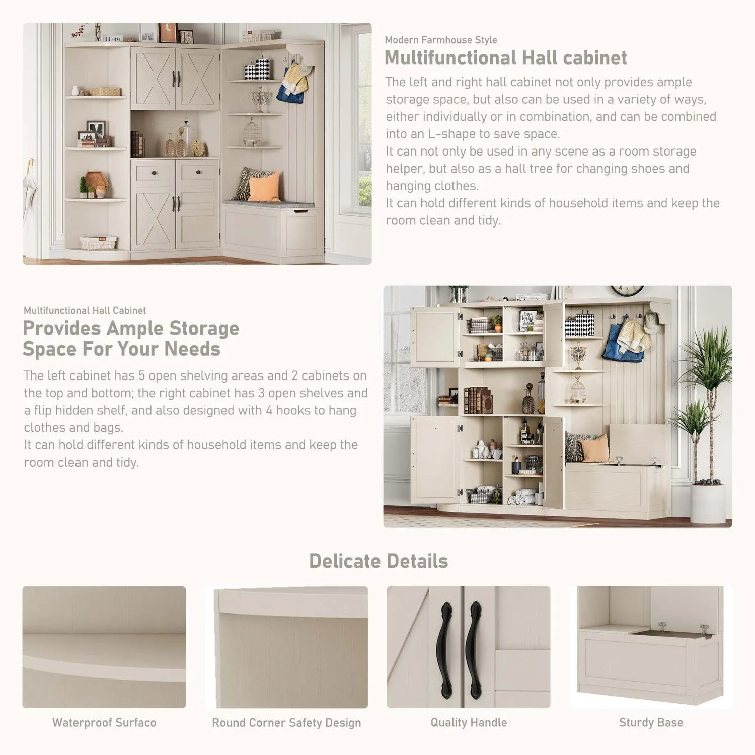 Streamdale Hall Cabinet w/ Storage & Hooks - Beige