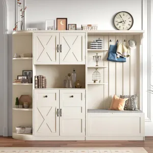 Streamdale Hall Cabinet w/ Storage & Hooks - Beige