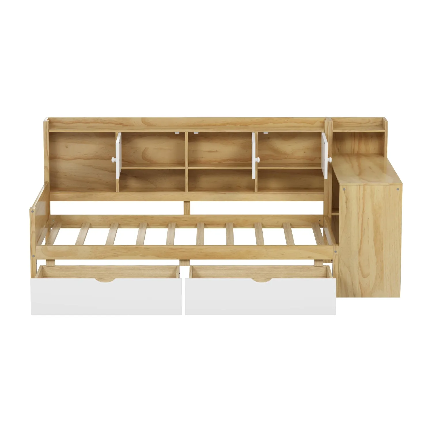Streamdale L-Shape Daybed with Storage, Desk & Bookshelf